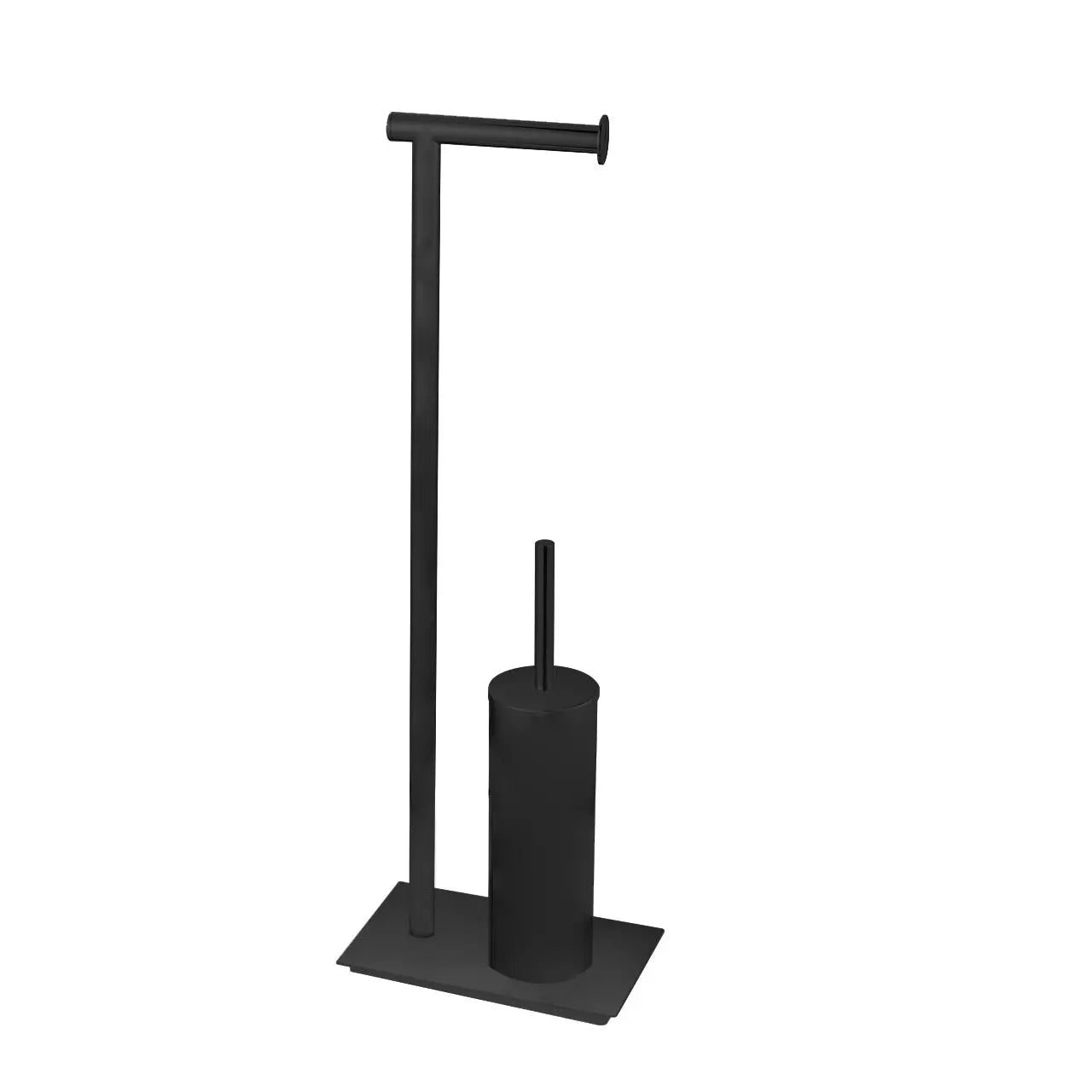 Aqua Rondo Free Standing Toilet Paper Holder W/ Toilet Brush – Matte Black - Plumbing Market