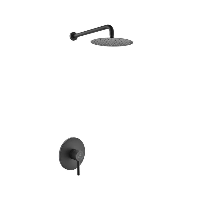 Kube Bath Aqua Rondo Black Shower Set With 8" Round Rain Shower Head Kube Bath