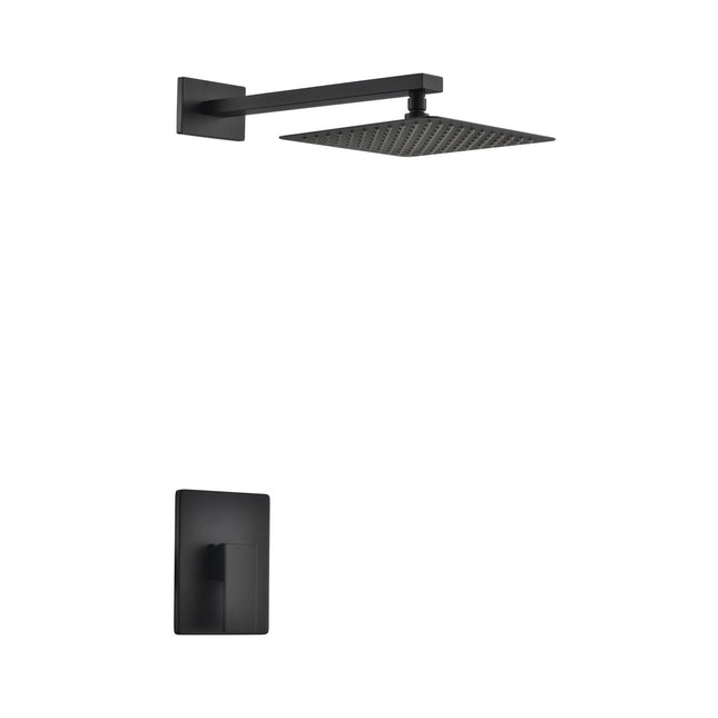 Kube Bath Aqua Piazza Black Shower Set With 12" Square Rain Shower Head Kube Bath