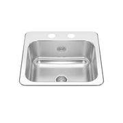 Kindred Creemore 15" x 15" Drop-in Single Bowl 2-Hole Stainless Steel Kitchen Sink CSLA1515-6-2CB Kindred