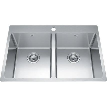 Kindred Brookmore 30.87" x 20.87" 1 Hole 2 Bowl Drop-in Kitchen Sink Stainless Steel BDL2131-9-1 Kindred