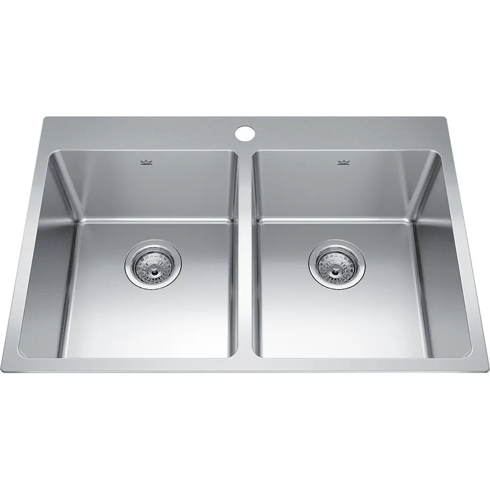 Kindred Brookmore 30.87" x 20.87" 1 Hole 2 Bowl Drop-in Kitchen Sink Stainless Steel BDL2131-9-1 Kindred