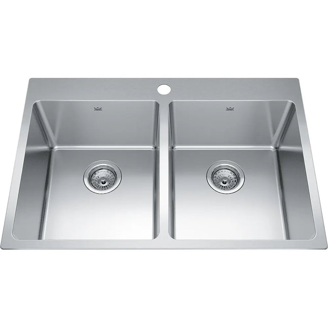 Kindred Brookmore 30.87" x 20.87" 1 Hole 2 Bowl Drop-in Kitchen Sink Stainless Steel BDL2131-9-1 Kindred