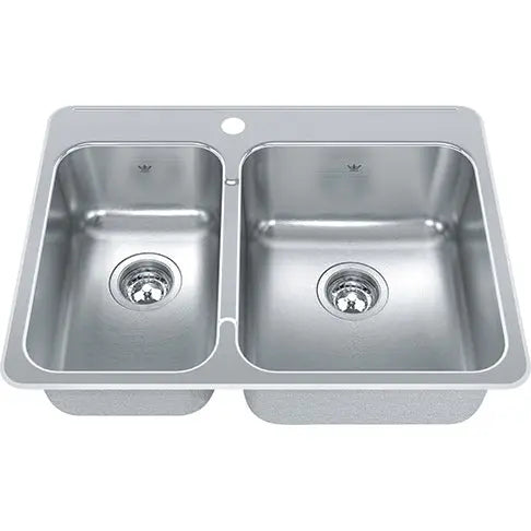 Kindred 27.25" x 20.56" 1 Hole 1-1/2 Bowl Drop-in Sink Stainless Steel Kitchen Sink QCLA2027L-8-1 Kindred