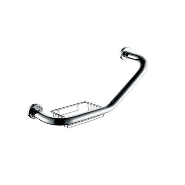 17" Grab Bar with Soap Basket Left Side in a Chrome Finish Virta