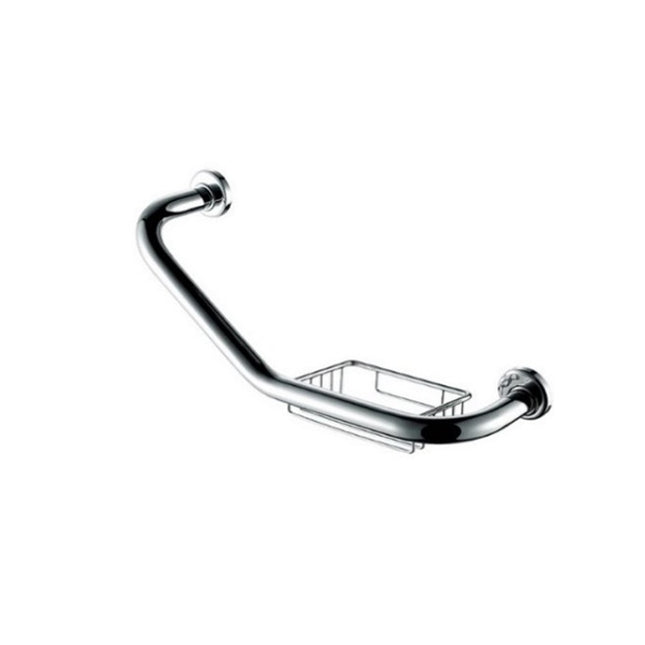 17" Grab Bar with Soap Basket Right Side in a Chrome Finish Virta