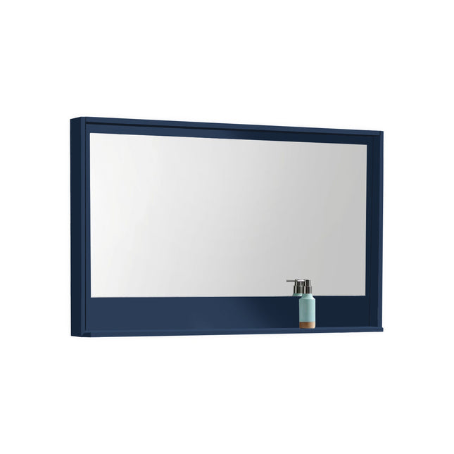 Kube Bath 48″ Wide Framed Mirror W/ Shelf – Gloss Blue Kube Bath