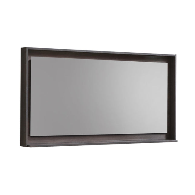 Kube Bath 48" Wide Framed Mirror With Shelf – Gray Oak Kube Bath