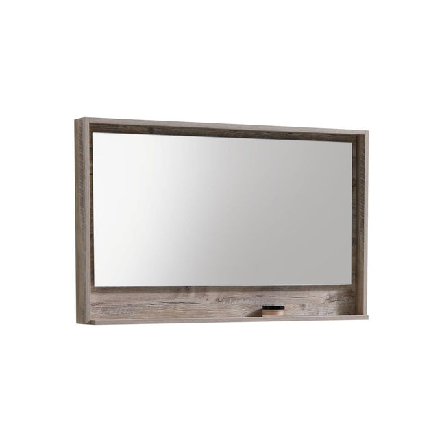 Kube Bath 48" Wide Framed Mirror With Shelf – Nature Wood Kube Bath