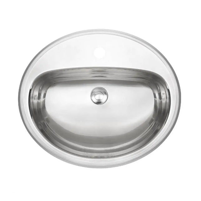 Kindred 21" x 18" Oval Single Hole Single Bowl Drop-in Bathroom Sink Stainless Steel KSOV1821-7-1 Kindred