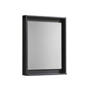Kube Bath 24" Wide Framed Mirror With Shelf – Black - Plumbing Market