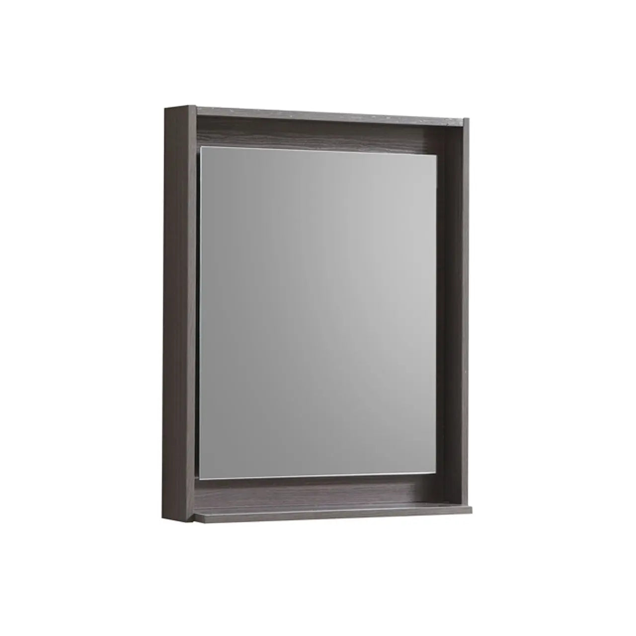 Kube Bath 24" Wide Framed Mirror With Shelf – Gray Oak - Plumbing Market