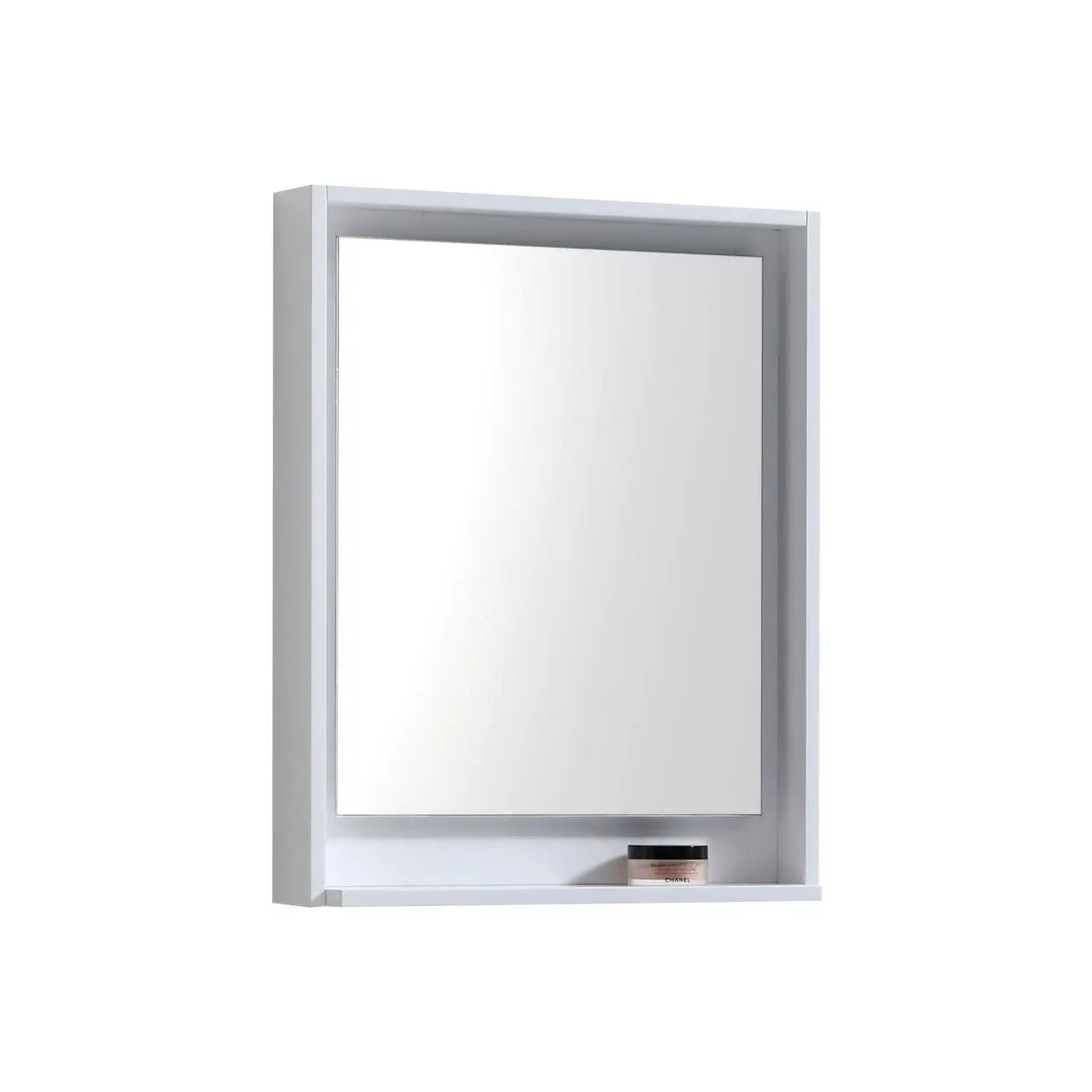 Kube Bath 24" Wide Framed Mirror With Shelf – High Gloss White - Plumbing Market