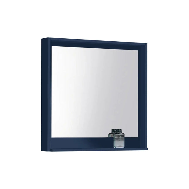 Kube Bath 30″ Wide Framed Mirror W/ Shelf – Gloss Blue - Plumbing Market