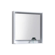 Kube Bath 30" Wide Framed Mirror With Shelf – High Gloss White - Plumbing Market