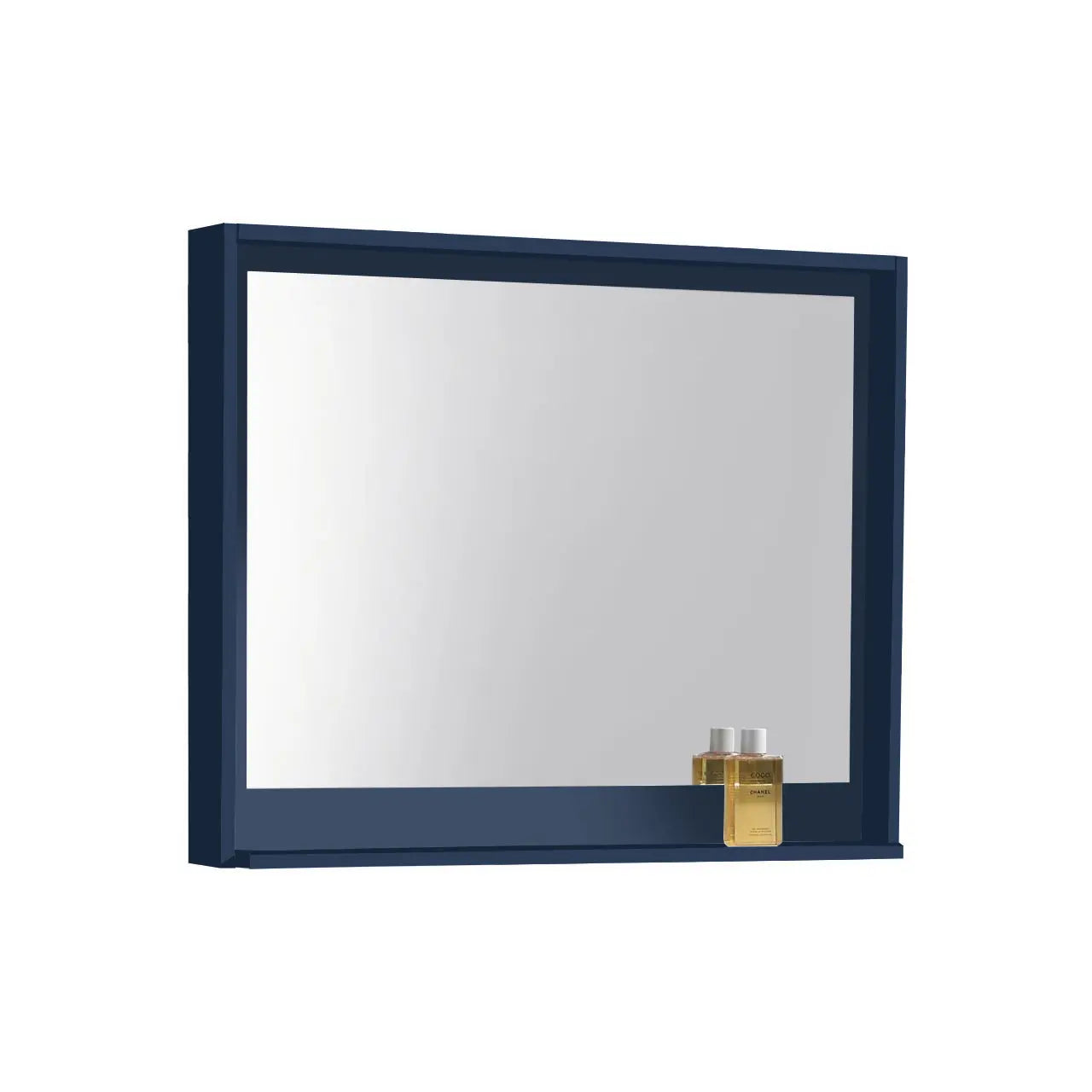 Kube Bath 36″ Wide Framed Mirror W/ Shelf – Blue - Plumbing Market