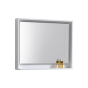 Kube Bath 36" Wide Framed Mirror With Shelf – High Gloss White - Plumbing Market