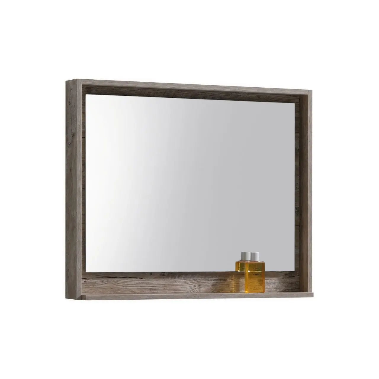 Kube Bath 36" Wide Framed Mirror With Shelf – Nature Wood - Plumbing Market