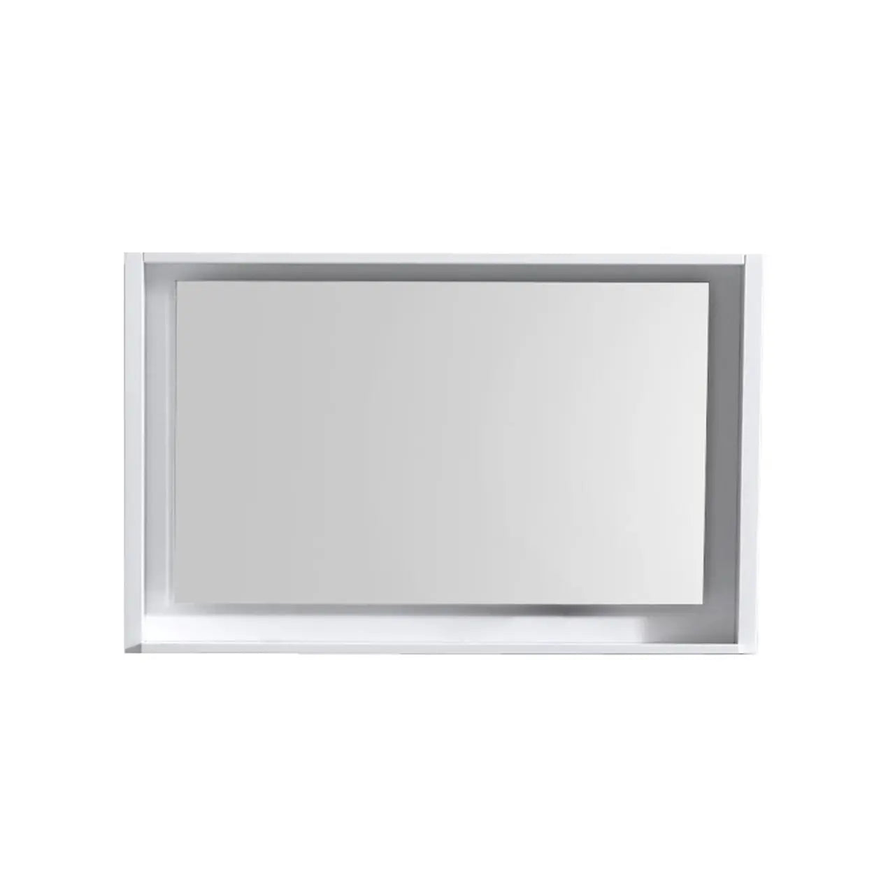 Kube Bath 40" Wide Framed Mirror With Shelf – High Gloss White - Plumbing Market