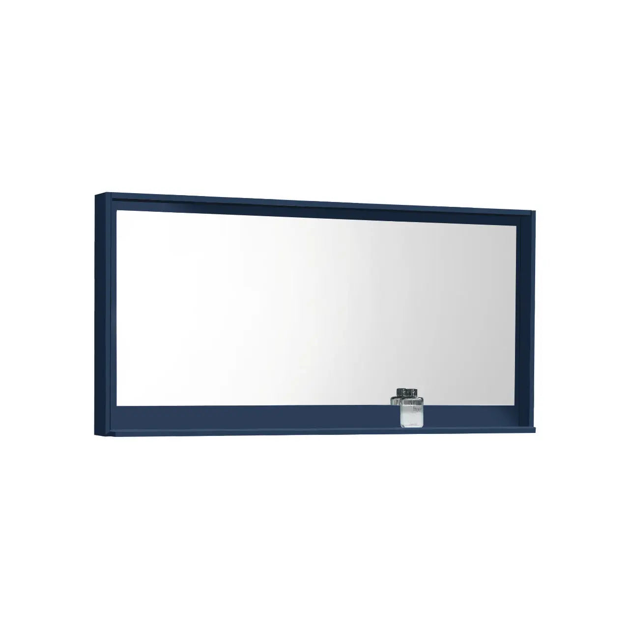 Kube Bath 60″ Wide Framed Mirror W/ Shelf – Gloss Blue - Plumbing Market