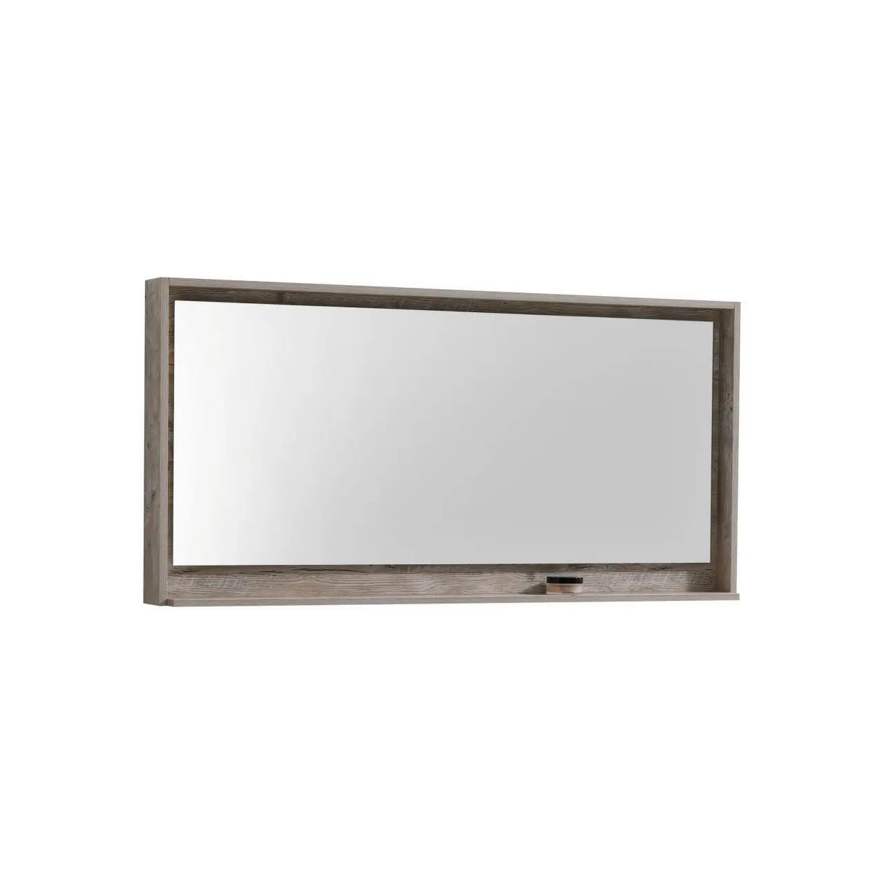 Kube Bath 60" Wide Framed Mirror With Shelf – Nature Wood - Plumbing Market