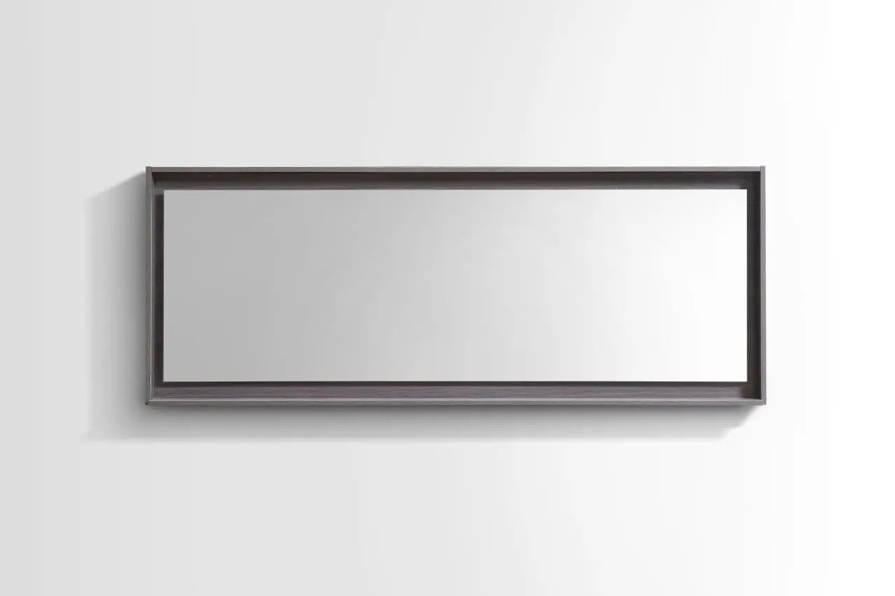 Kube Bath 70" Wide Framed Mirror With Shelf – Gray Oak - Plumbing Market