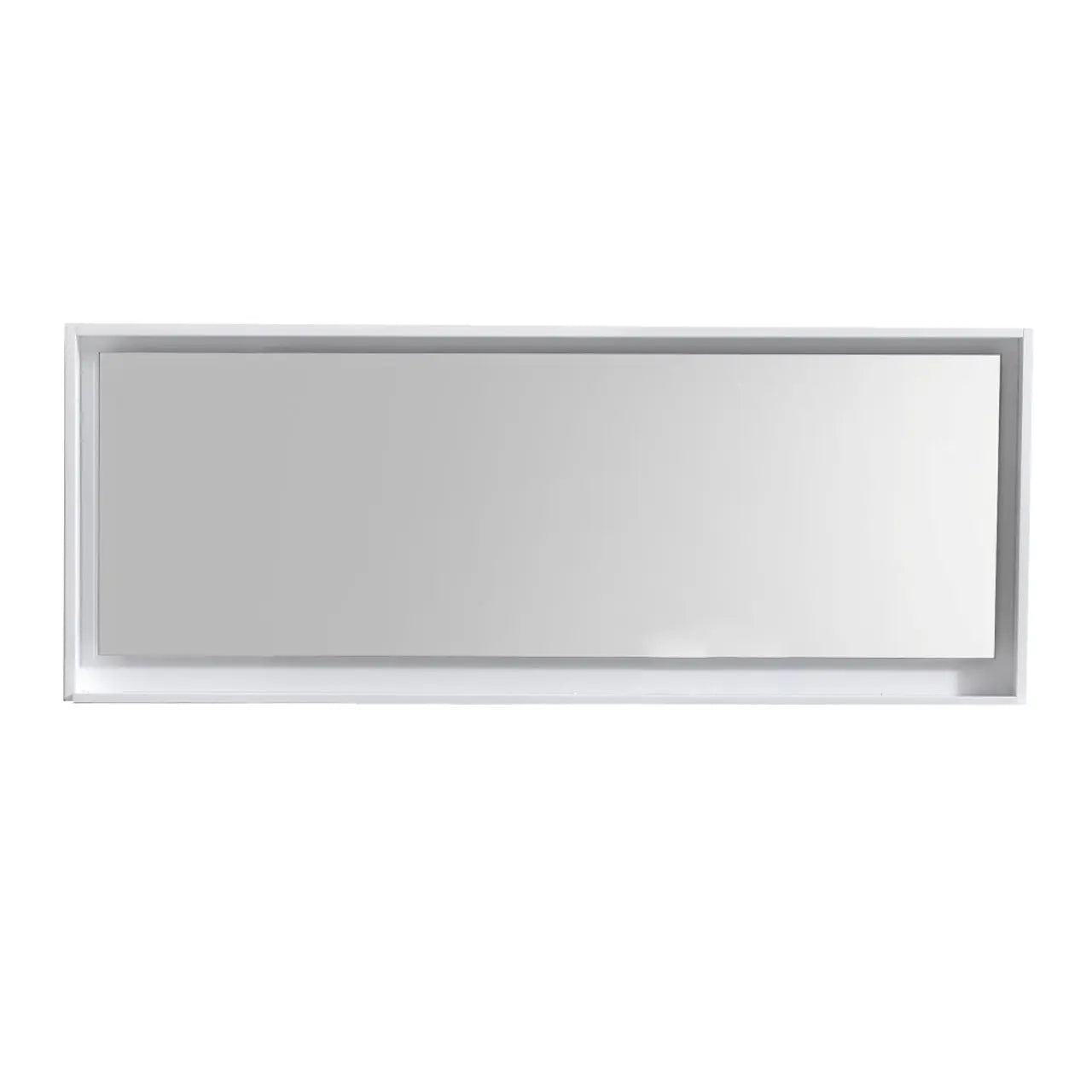 Kube Bath 70" Wide Framed Mirror With Shelf – High Gloss White - Plumbing Market