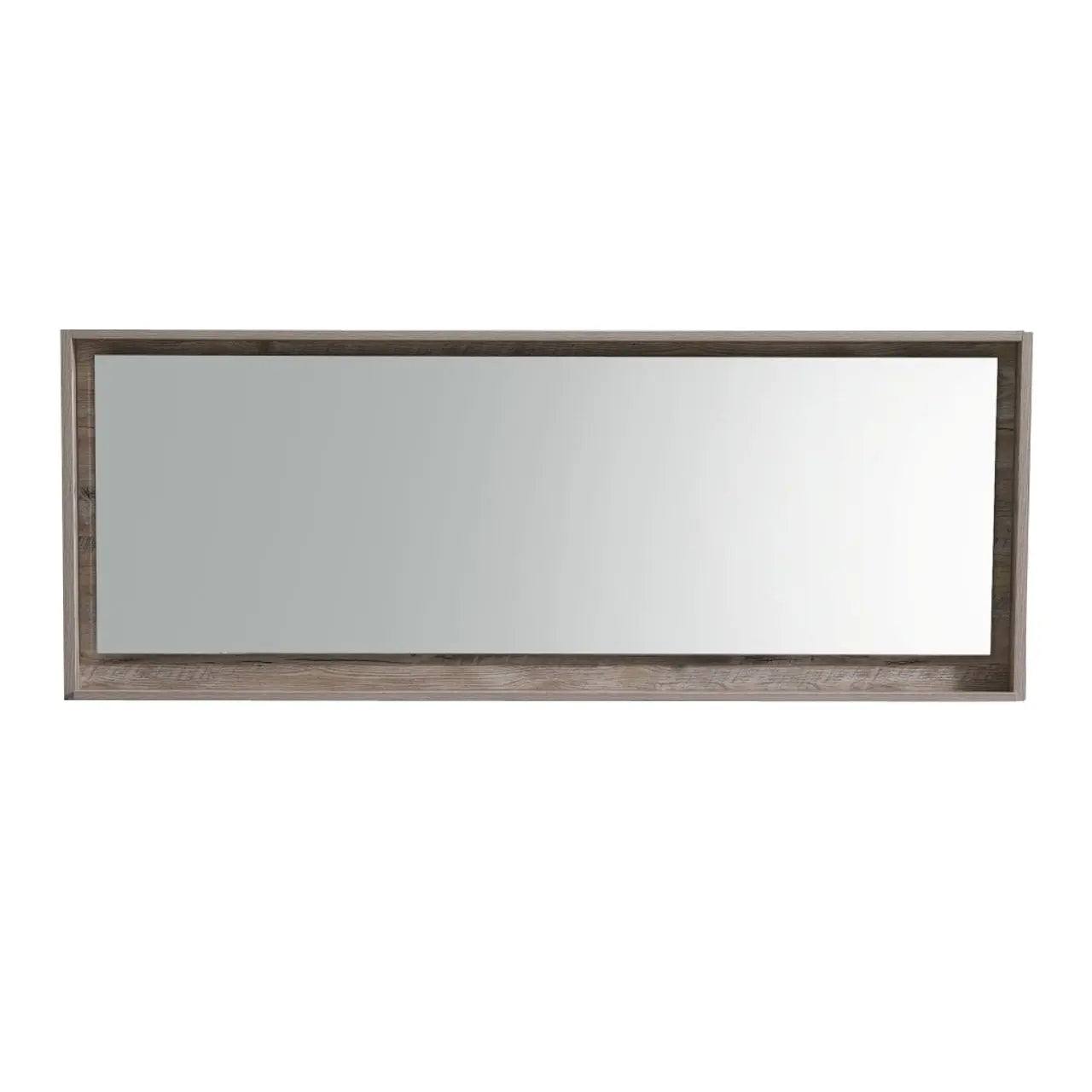 Kube Bath 70" Wide Framed Mirror With Shelf – Nature Wood - Plumbing Market