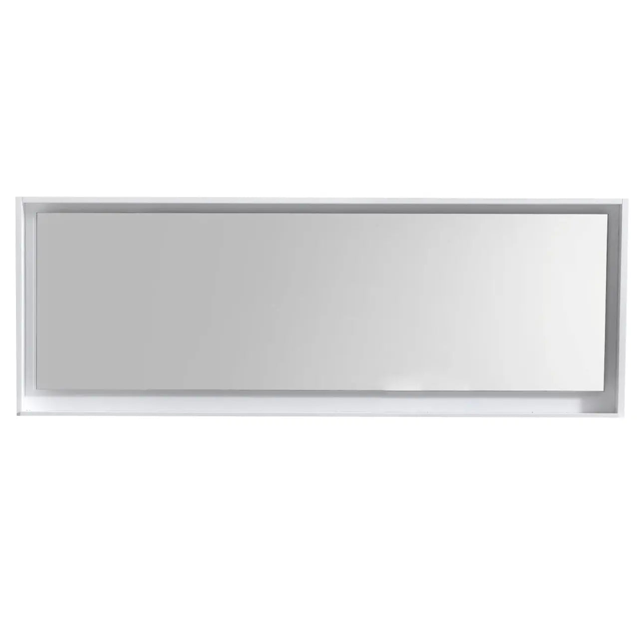 Kube Bath 80" Wide Framed Mirror With Shelf – High Gloss White - Plumbing Market