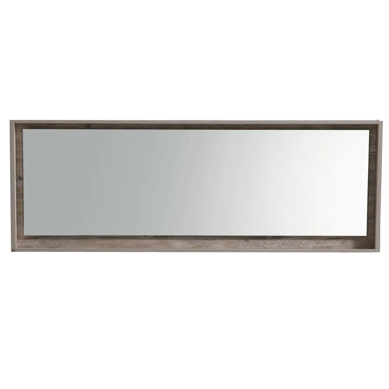 Kube Bath 80" Wide Framed Mirror With Shelf – Nature Wood - Plumbing Market