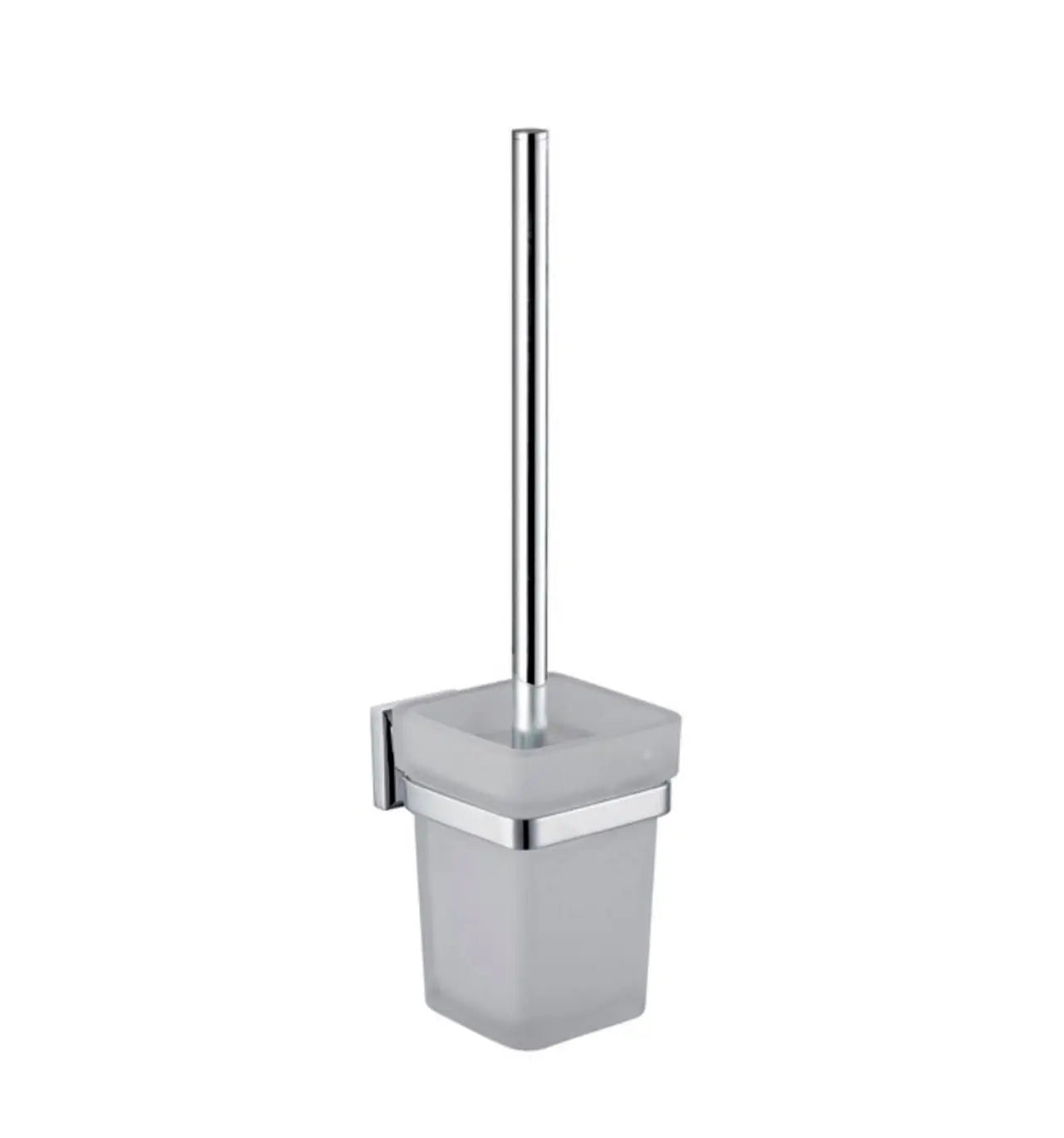 Kube Bath Aqua Nuon Toilet Brush With Frosted Glass Cup - Chrome - Plumbing Market