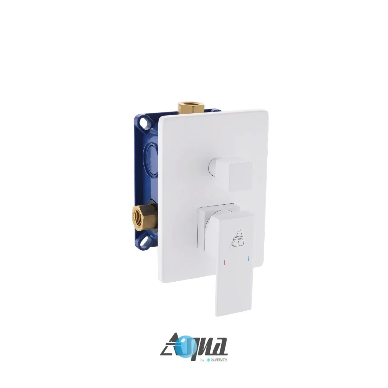 Kube Bath Aqua Piazza 2-way Rough-in Valve W/ Cover Plate, Handle and Diverter – White - Plumbing Market