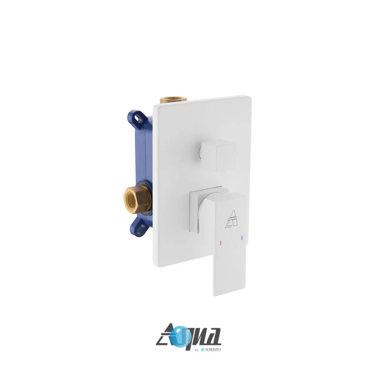 Kube Bath Aqua Piazza 3-way Rough-in Valve W/ Cover Plate, Handle and Diverter – White - Plumbing Market