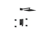 Kube Bath Aqua Piazza Black Shower Set 12 Inch Shower Head And Body Jets - Plumbing Market
