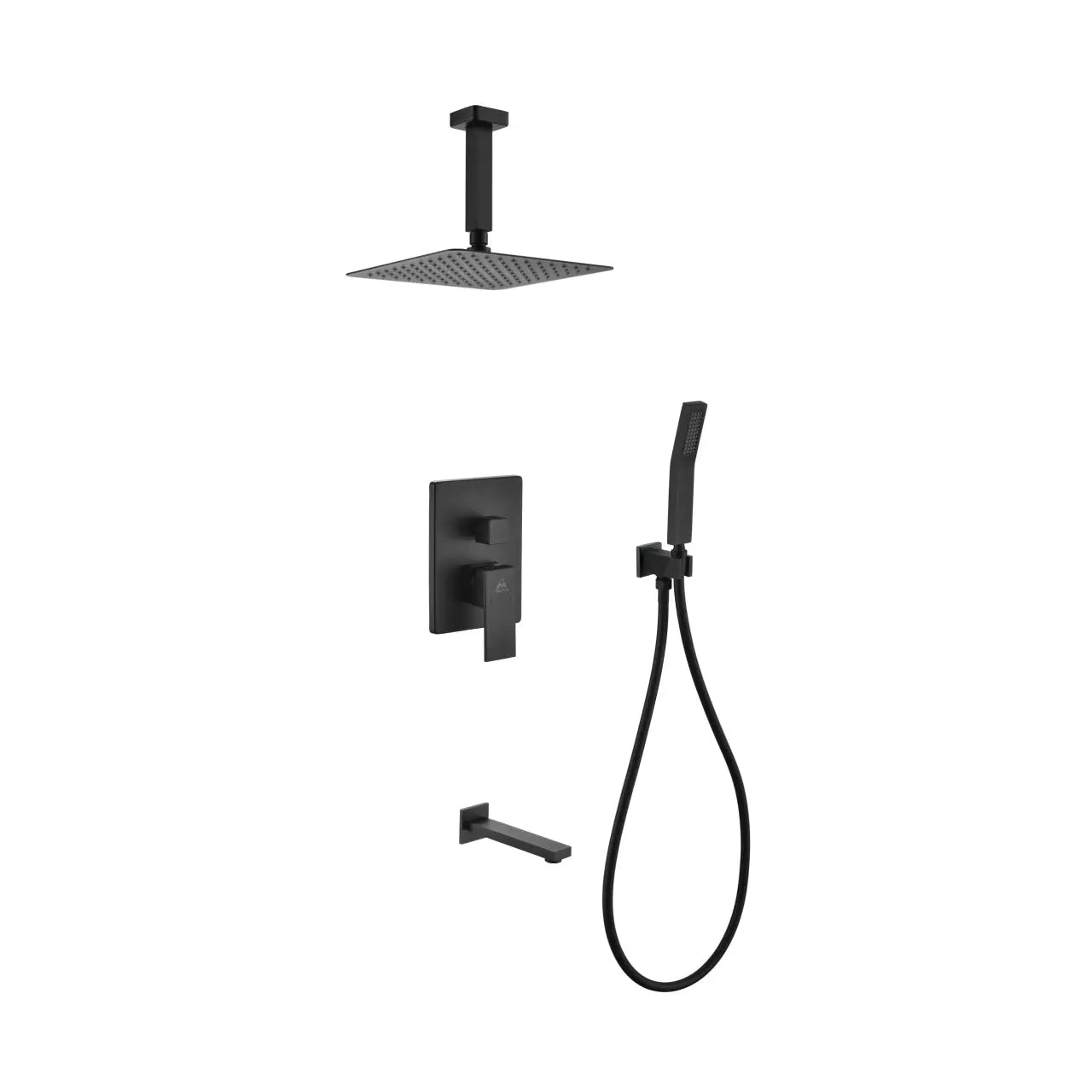 Kube Bath Aqua Piazza Black Shower Set Handheld and Tub Filler - Plumbing Market