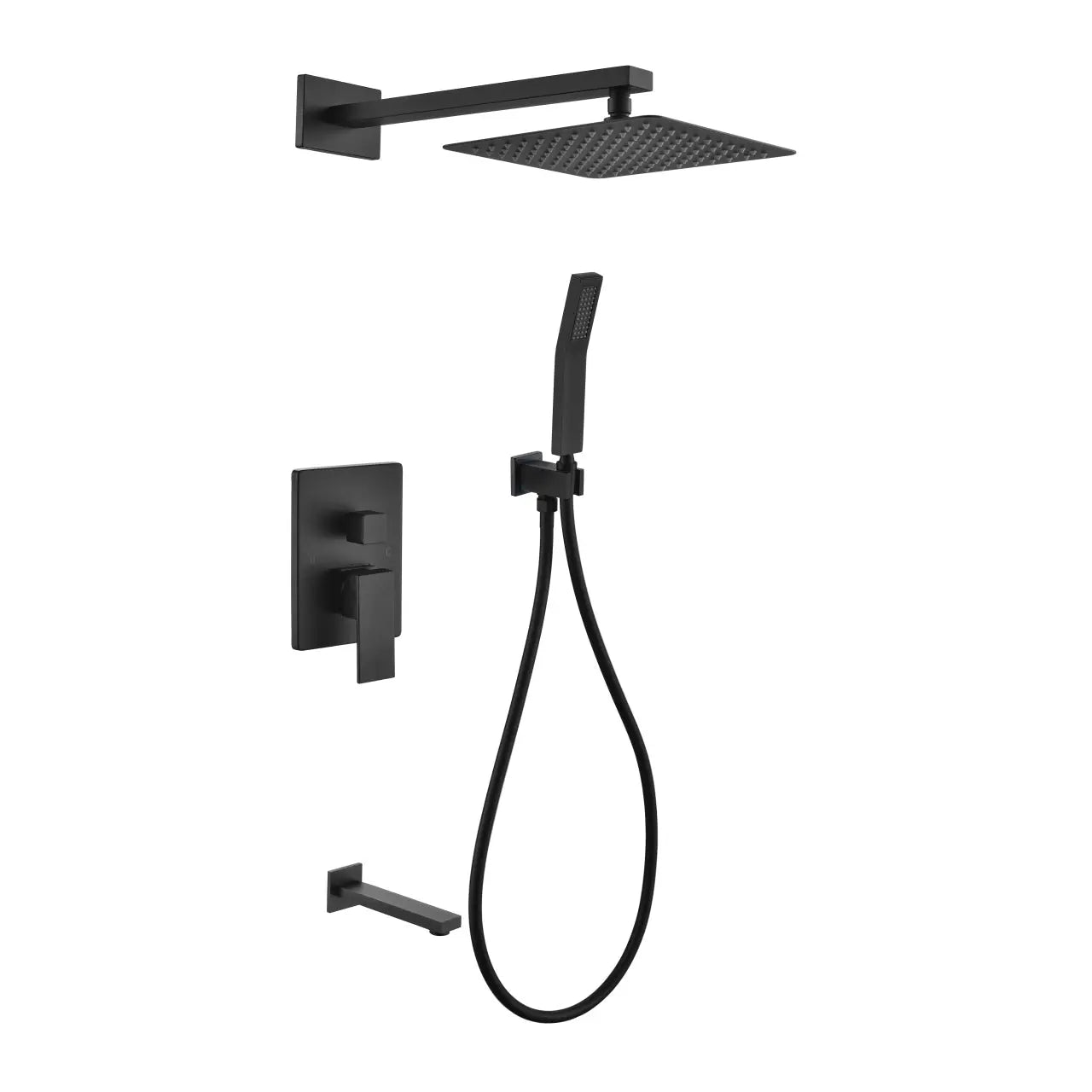 Kube Bath Aqua Piazza Black Shower Set With 12 Inch Shower Head - Plumbing Market