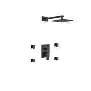 Kube Bath Aqua Piazza Black Shower Set With 8" Square Rain Shower and 4 Body Jets - Plumbing Market