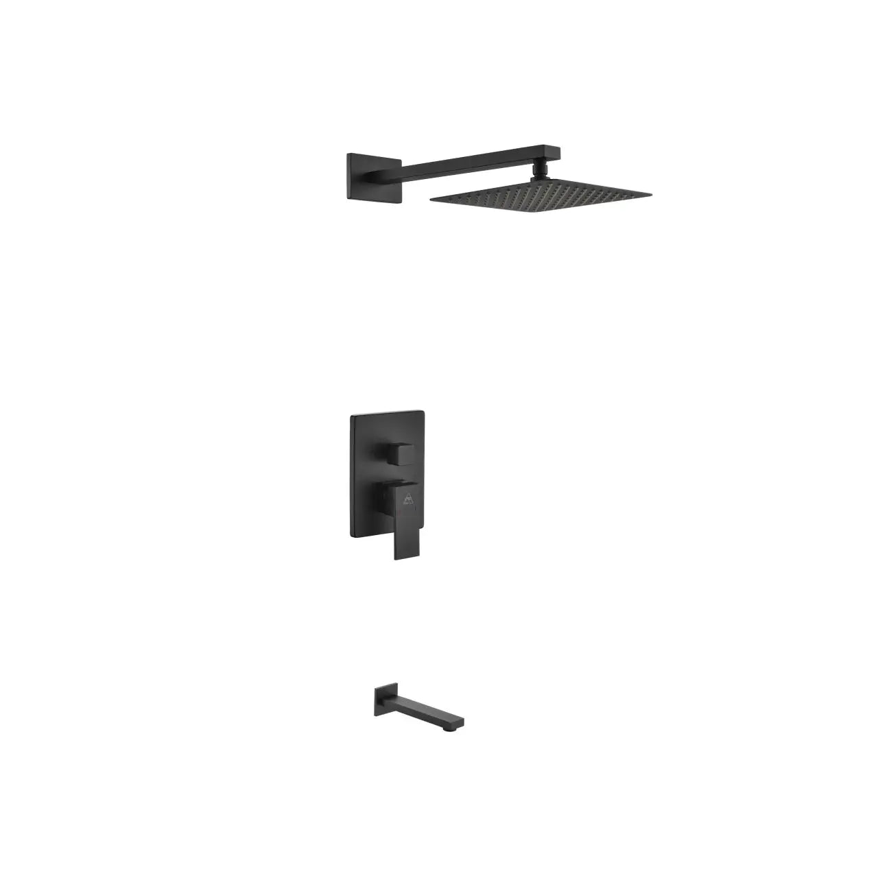 Kube Bath Aqua Piazza Black Shower Set With 8" Square Rain Shower and Tub Filler - Plumbing Market