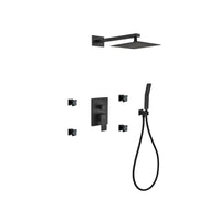 Kube Bath Aqua Piazza Black Shower Set With 8" Square Rain Shower, 4 Body Jets and Handheld - Plumbing Market