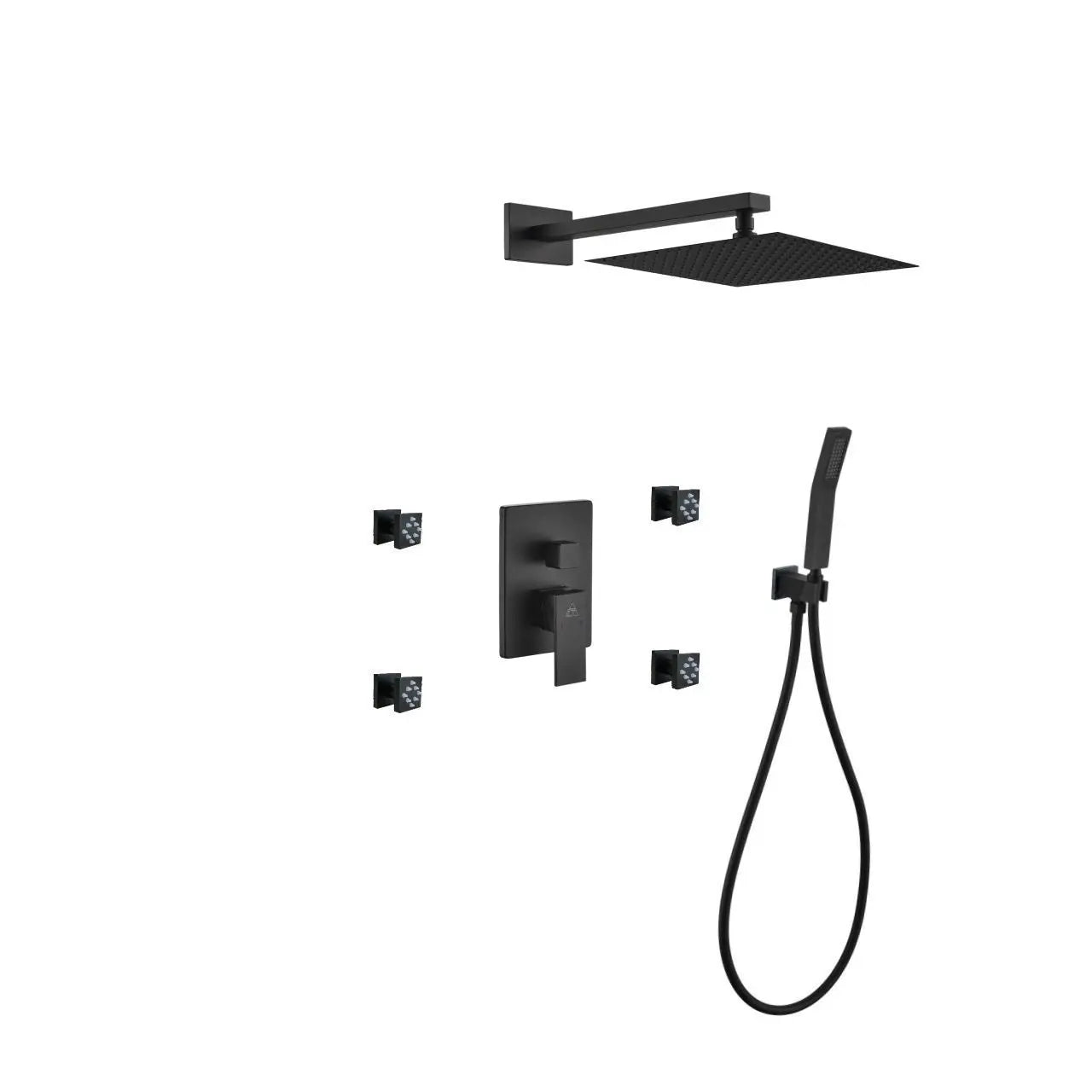 Kube Bath Aqua Piazza Black Shower Set With Body Jets - Plumbing Market