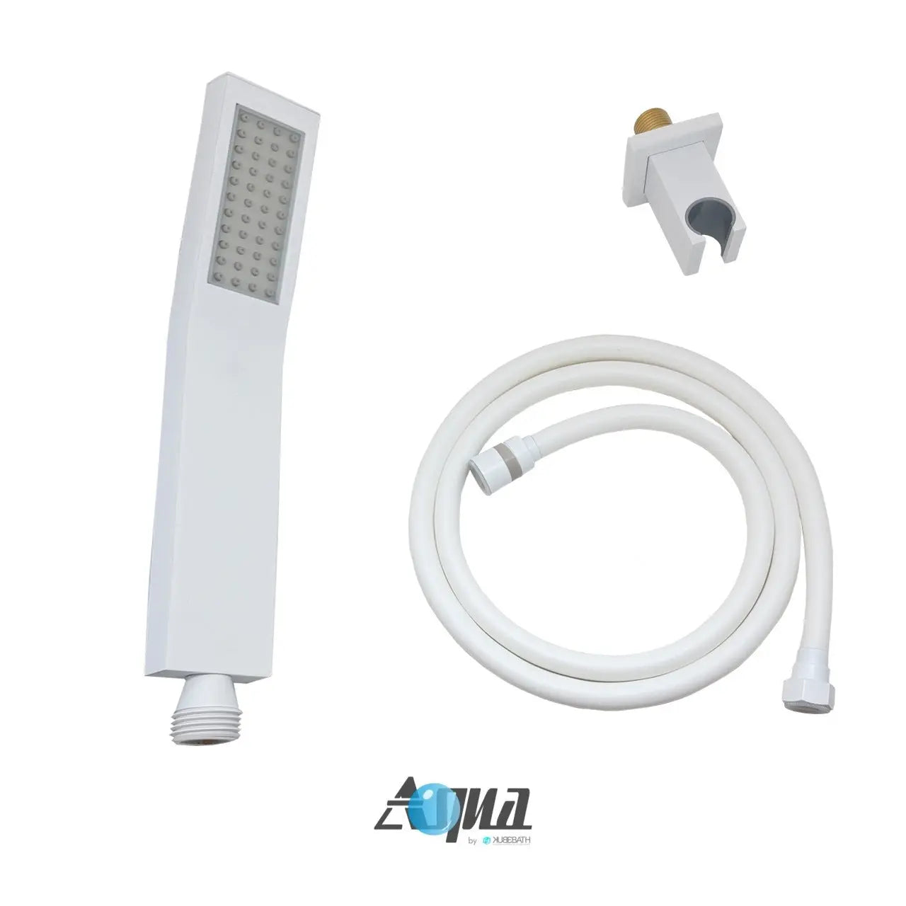 Kube Bath Aqua Piazza Handheld Kit W/ Handheld, 5′ Long Hose and Wall Adapter – White - Plumbing Market