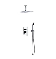 Kube Bath Aqua Piazza Shower Set With 12" Ceiling Mount Square Rain Shower and Handheld Chrome - Plumbing Market