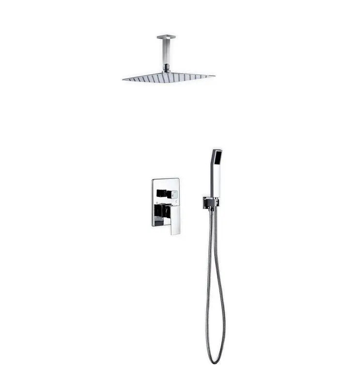 Kube Bath Aqua Piazza Shower Set With 12" Ceiling Mount Square Rain Shower and Handheld Chrome - Plumbing Market