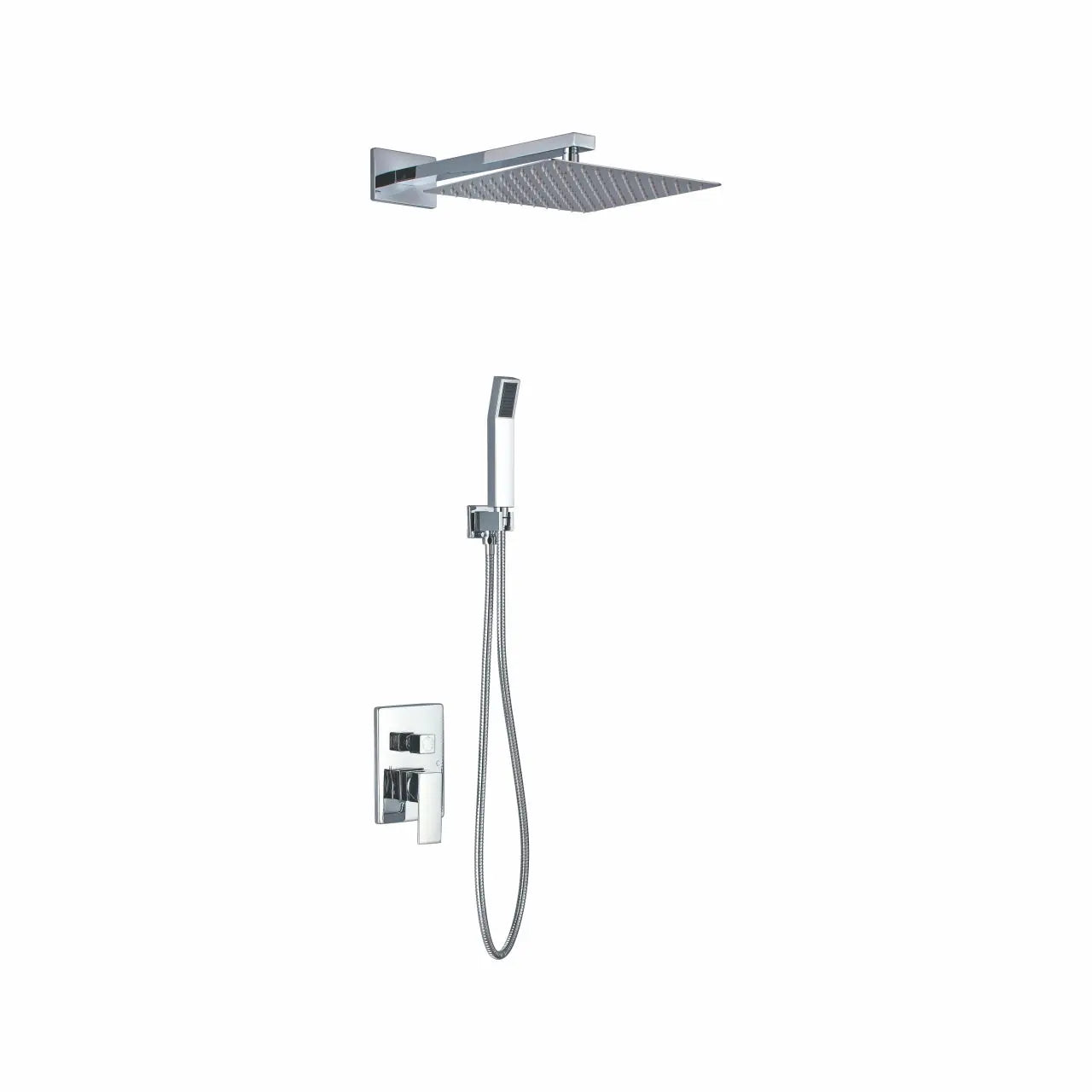 Kube Bath Aqua Piazza Shower Set With 12" Square Rain Shower and Handheld Chrome - Plumbing Market