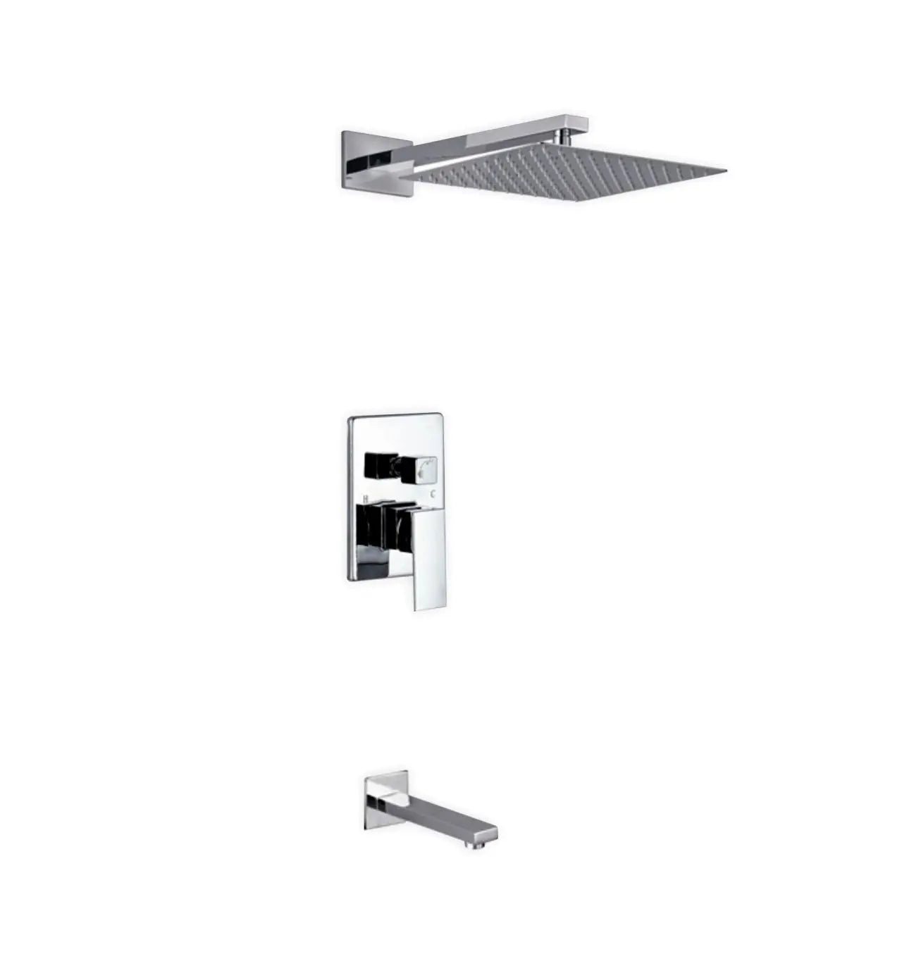 Kube Bath Aqua Piazza Shower Set With 12" Square Rain Shower and Tub Filler Chrome - Plumbing Market