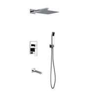 Kube Bath Aqua Piazza Shower Set With 12" Square Rain Shower, Handheld and Tub Filler Chrome - Plumbing Market