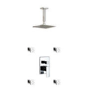 Kube Bath Aqua Piazza Shower Set With 8" Ceiling Mount Square Rain Shower and 4 Body Jets Chrome - Plumbing Market