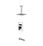 Kube Bath Aqua Piazza Shower Set With 8" Ceiling Mount Square Rain Shower and Tub Filler Chrome - Plumbing Market
