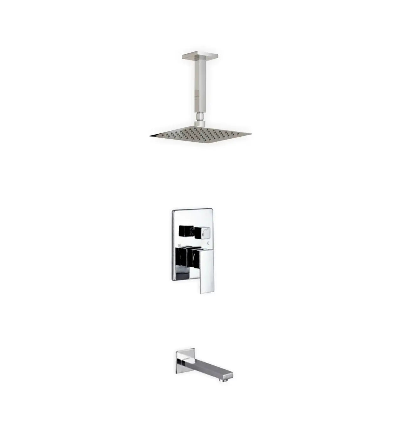 Kube Bath Aqua Piazza Shower Set With 8" Ceiling Mount Square Rain Shower and Tub Filler Chrome - Plumbing Market