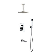 Kube Bath Aqua Piazza Shower Set With 8" Ceiling Mount Square Rain Shower, Handheld and Tub Filler Chrome - Plumbing Market
